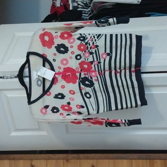 Cooperative Nordstrom floral blue and pink button down cardigan Sz Small - Picture 1 of 17